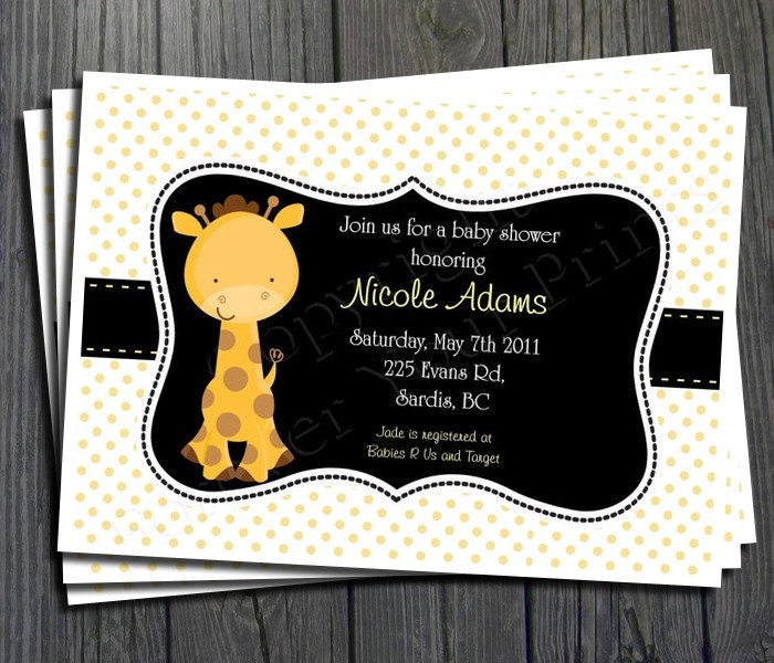 Giraffe Baby Shower Invitation - FREE Thank You Card Included Il_570xn