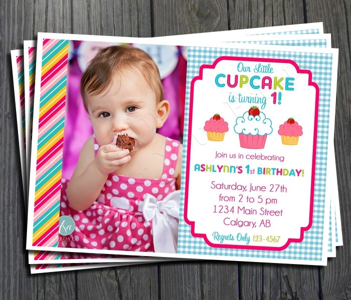 Cupcake Birthday Invitation - FREE Thank You Card included Il_570xn