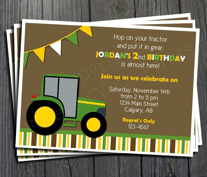 Tractor Birthday Invitation - Includes FREE Thank You Card Il_570xn