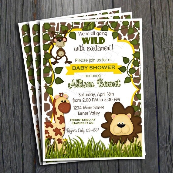 Jungle Baby Shower Invitation - FREE Thank You Card included Il_570xn