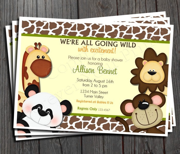 Jungle Baby Shower Invitation - FREE Thank You Card included Il_570xn