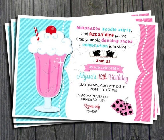 50's Birthday Invitation - FREE Thank You Card included Il_570xn