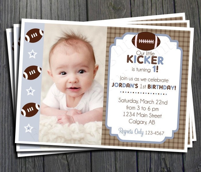 Football Birthday Invitation - FREE Thank You Card included