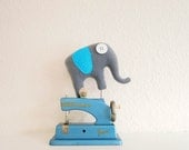 Grey & Bright Blue Elephant Plush Toy