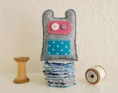 Grey, Pink & Turquoise Miniature Monster Plush Toy