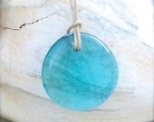 Aqua Aquamarine Glass Drop Necklace