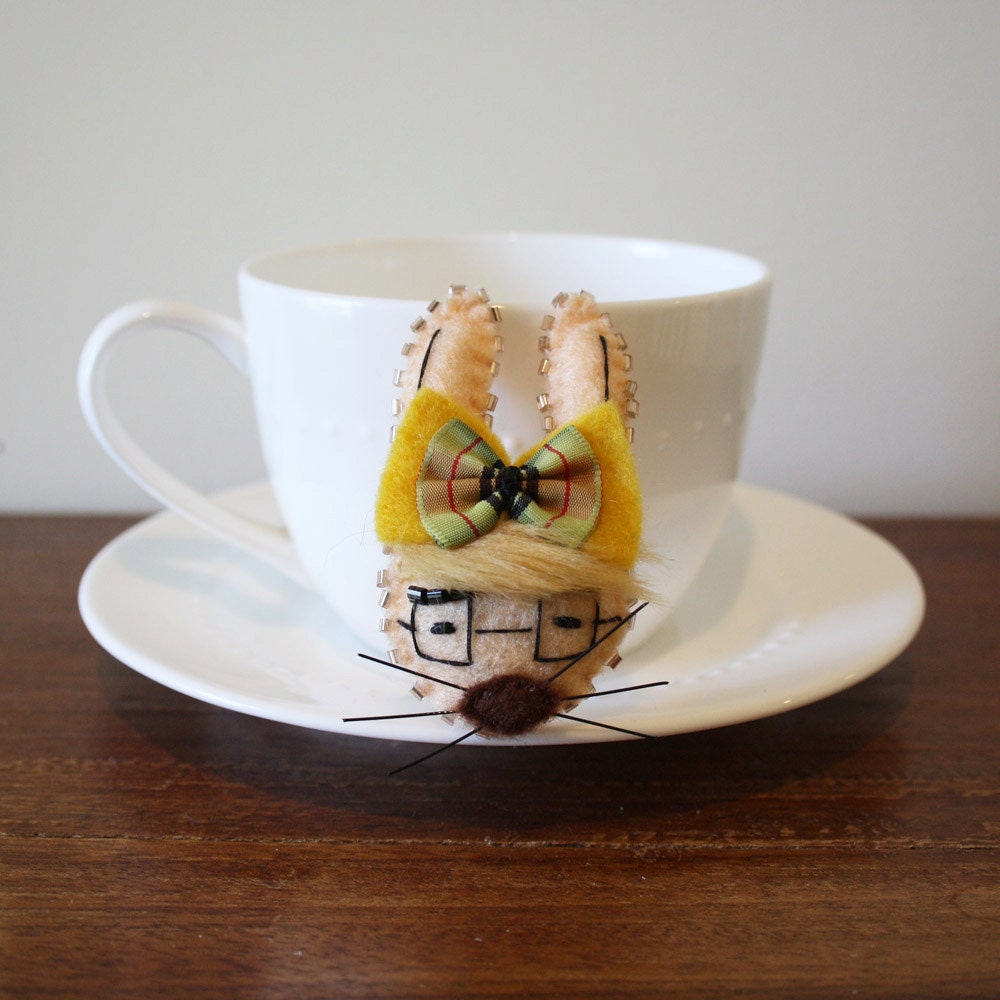 School Rabbit Pin by Winnifreds Daughter