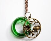 Green Yuengling Beer Bottle Top With Round Brass Flowers Charm - From the Charm City Collection