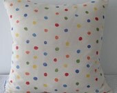 NEW Japanese fabric cushion cover in cream background with colourful dots motif, throw pillow, decorative cushion