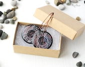 Tribal earrings - black earrings, gray earrings, antique jewelry, labyrinth print, gift idea for her - made to order