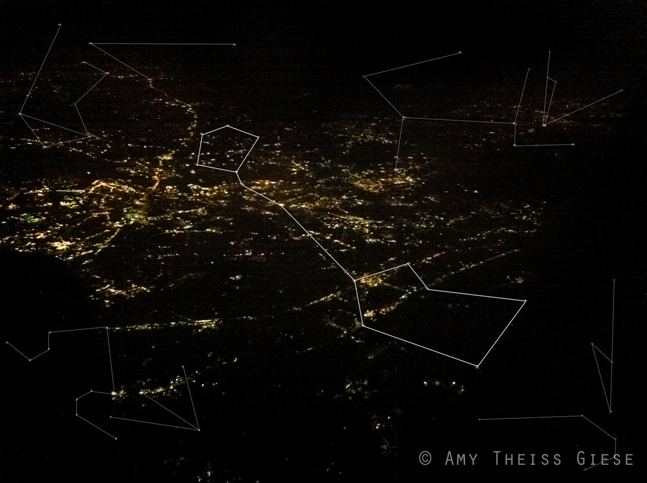 Constellation Illustration No. 2 5x7  - Original Art, Night Sky, Stars, Astronomy, Geek Gift