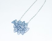 Necklace -Irregular Pieces- in Dark Blue and Transparent Vintage Bead - Large Statement Piece