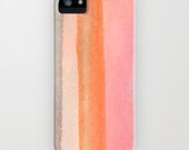 iPhone 5 4 4s 3g case - fine art - abstract watercolor painting - pink grey orange - phone case cover - neon colorful