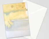 set of 10 BLANK GREETiNG CARDS - watercolor abstract art - yellow grey strata - modern art