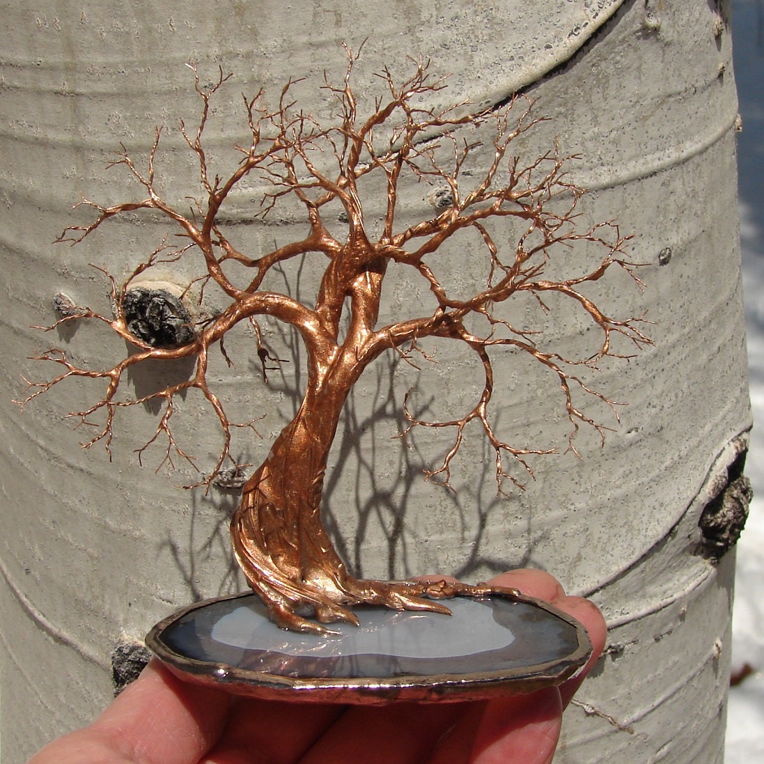 Wire Tree Of Life Soul Mate Tree Spirits sculpture Brazil Quartz Geode Agate slice, original art, Weddings, Anniversary, Summer