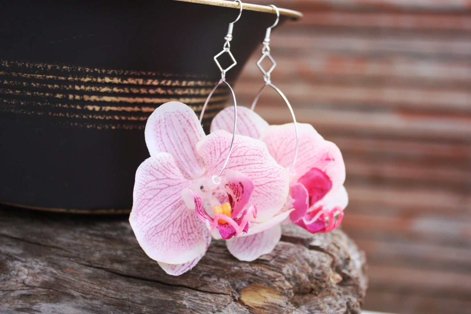 Pink Orchid Orchid Earrings Flower Earrings Hawaii by DRaeDesigns