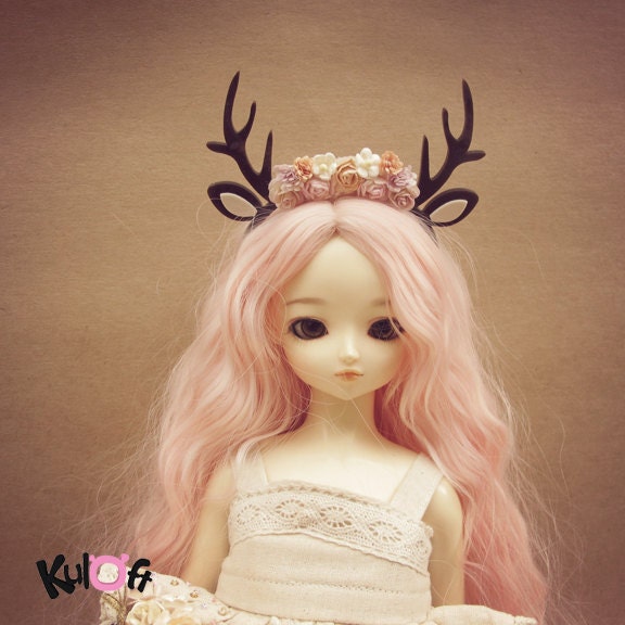 SD Long deer flowers headband