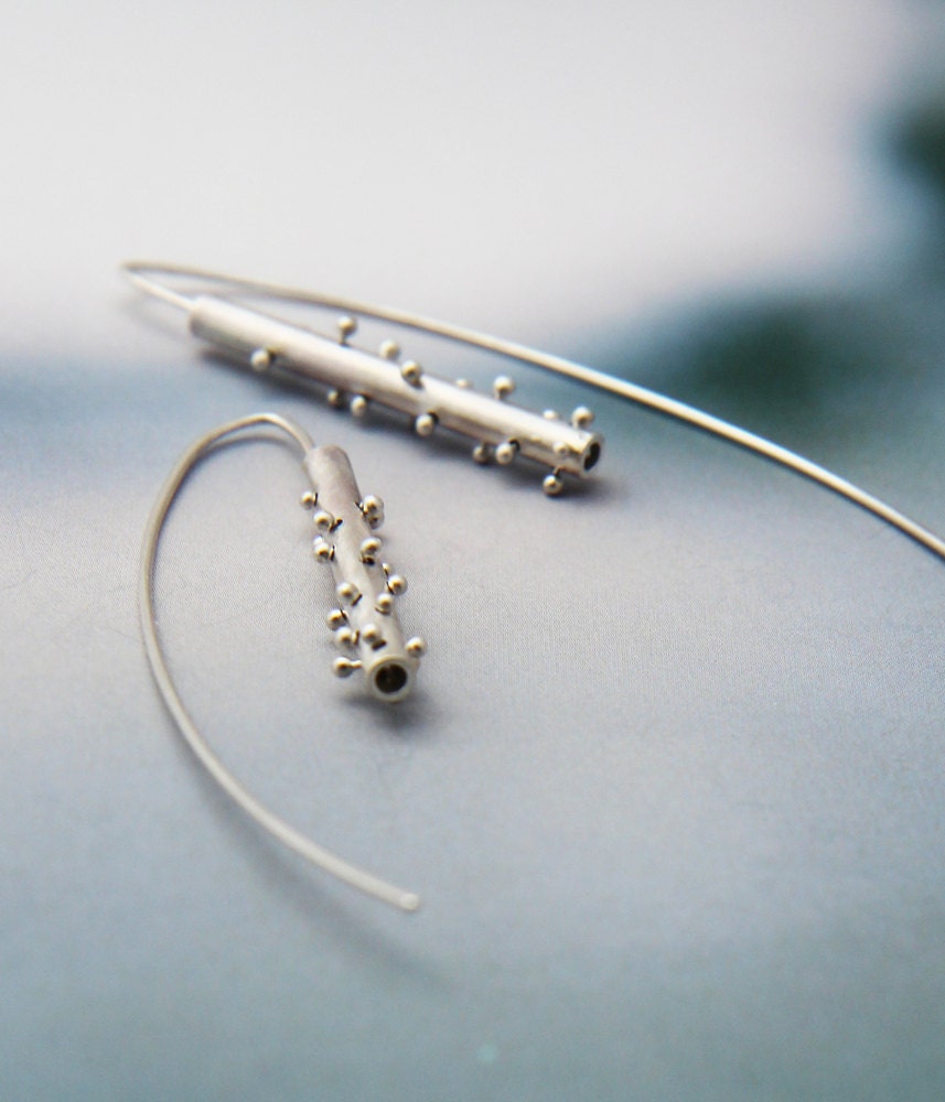 modern dangle earrings - unique sterling silver threaders - "barnacle" earrings -  handmade by lolide