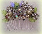 Gorgeous Rhinestone Spray Vintage Jewelry Upcycled Bridal Comb