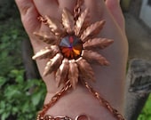Slave Bracelet in Copper Ox Finish Hand Flower Panja Belly Dancer Bracelet