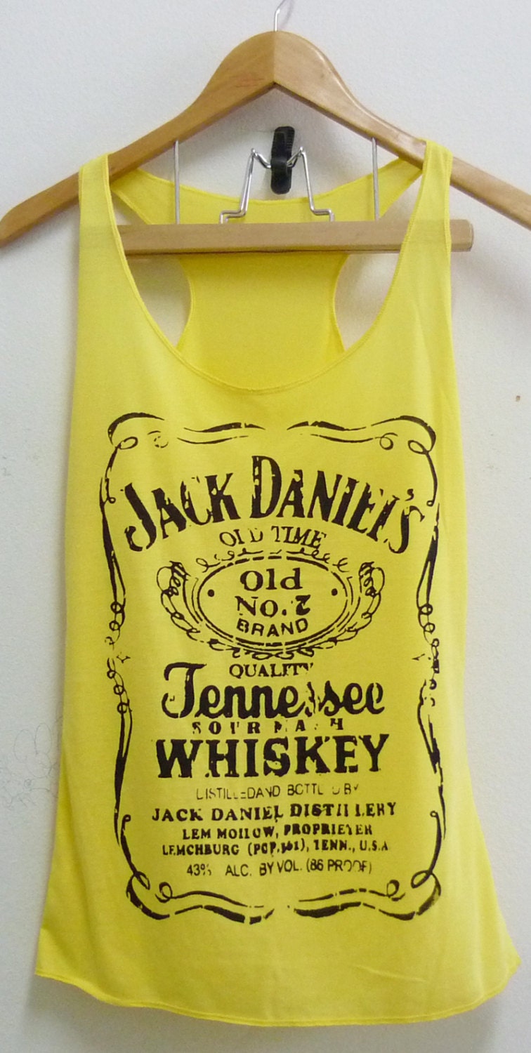 Yellow Jack Daniels whiskey sign Tank top size S/M polyester cotton blend singlet top for women