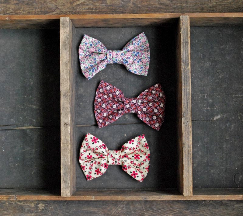 Floral Hair Bows - All 3 - Hair Clips