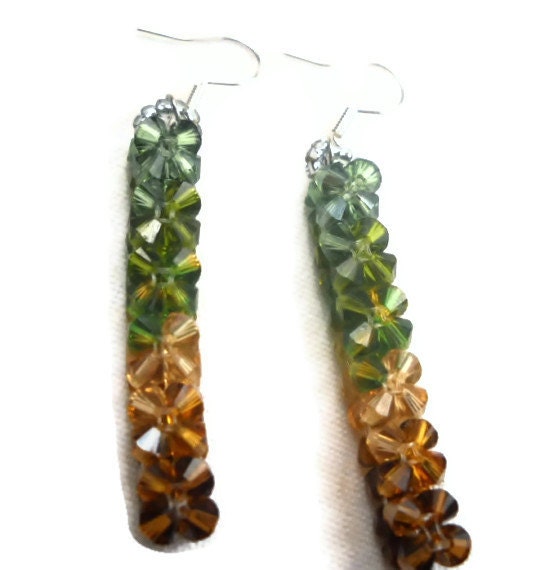 Crystal Beaded Earrings Shades of Brown