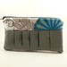 Pleated Pouch/ Zipper Pouch/ Grey Pouch/Wallet/Gift for Women/Teal Blue/Floral Lining