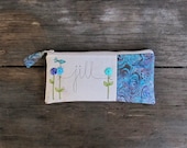 unique personalized purse, zipper clutch, celestial night sky, blue, women MADE TO ORDER by mamableudesigns on etsy