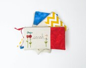 nautical wedding, set of 3 bridesmaid gift clutch purses, red yellow blue personalized clutches, MADE TO ORDER by mamableudesigns on etsy