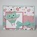 Owl Greeting Card - Ballerina owl in pink and aqua - handmade card