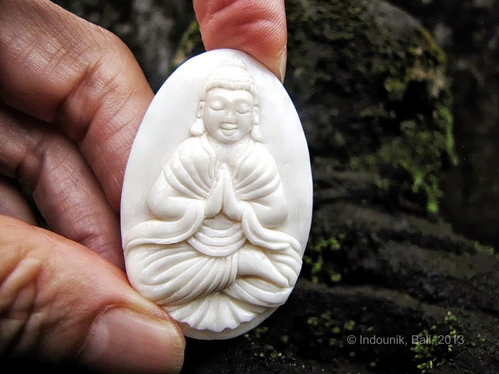 Namaskara Mudra Buddha Carved Bone Cabochon