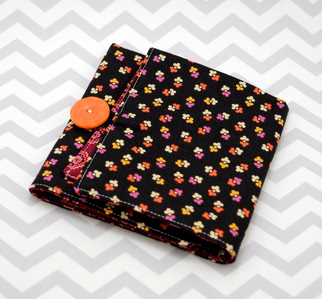 Interchangeable Knitting Needle Roll - Black, Burgandy and Orange Shelburne Falls Fabric
