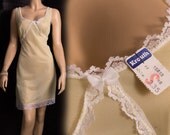 RESERVED NWT See through XL plus size vintage slip 1970s petticoat lemon nylon  -  PL271