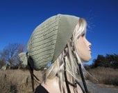 Sage Green Slouch  Tam Slouchy  Beanie Hat, Cotton Cable knit Oversized Baret A877