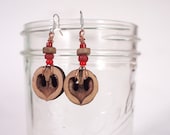Heart of the Earth - Black Walnut Seed Pod & Glass Beads - Gypsy Earrings
