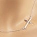 Silver Sideways Cross Necklace, Fine Sterling Silver Chain