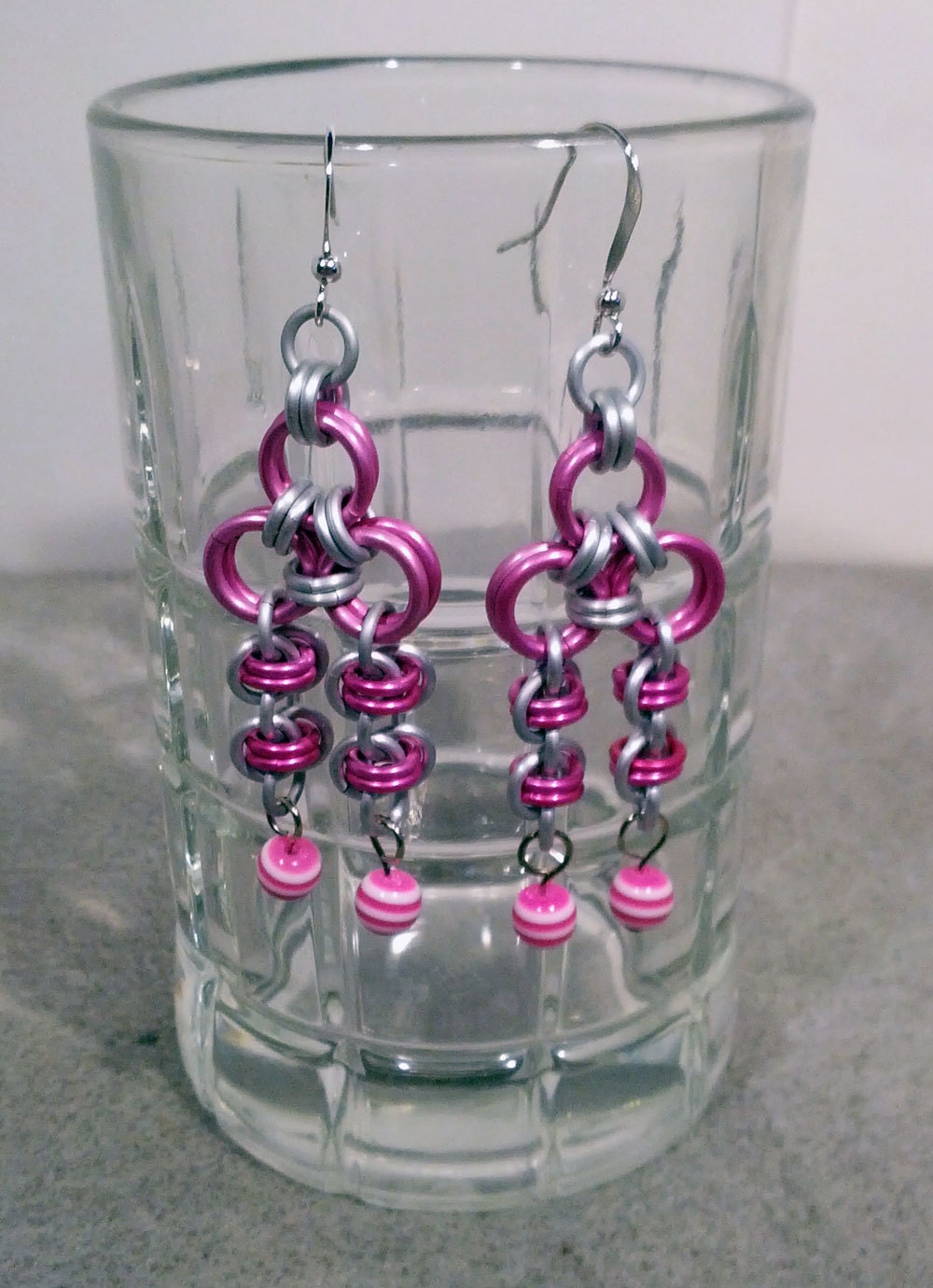 Super Pink Chainmaille Earrings
