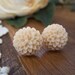 Beige Pom Stud Earrings