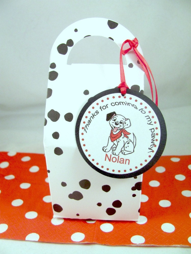 Dalmatian Spotted Favor Boxes with Personalized Favor Tag
