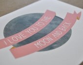 Love note card set, I Love You to the Moon and Back, illustrated set of 8 cards