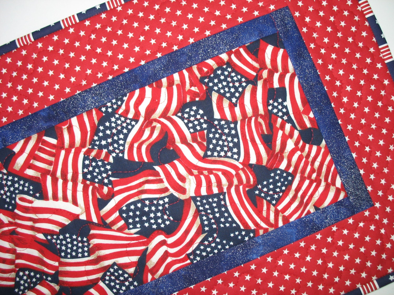 Patriotic Table Runner with Stars and Stripes