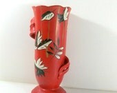 Vintage Red Footed Vase, Flaxton England