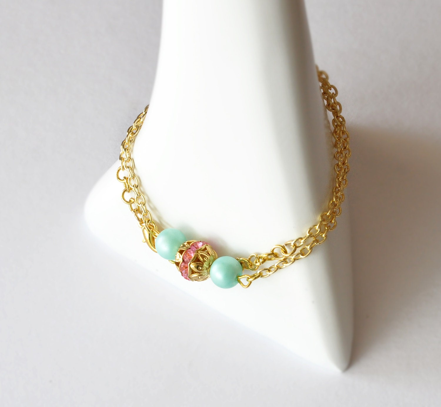 Turquoise Charm Bracelet and Necklace Beaded Romantic Bracelet and Necklace Colorful Vintage Bridesmaids Jewelry Summer Accessories