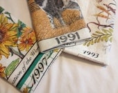 Set of Three Vintage Calendar Tea Towels