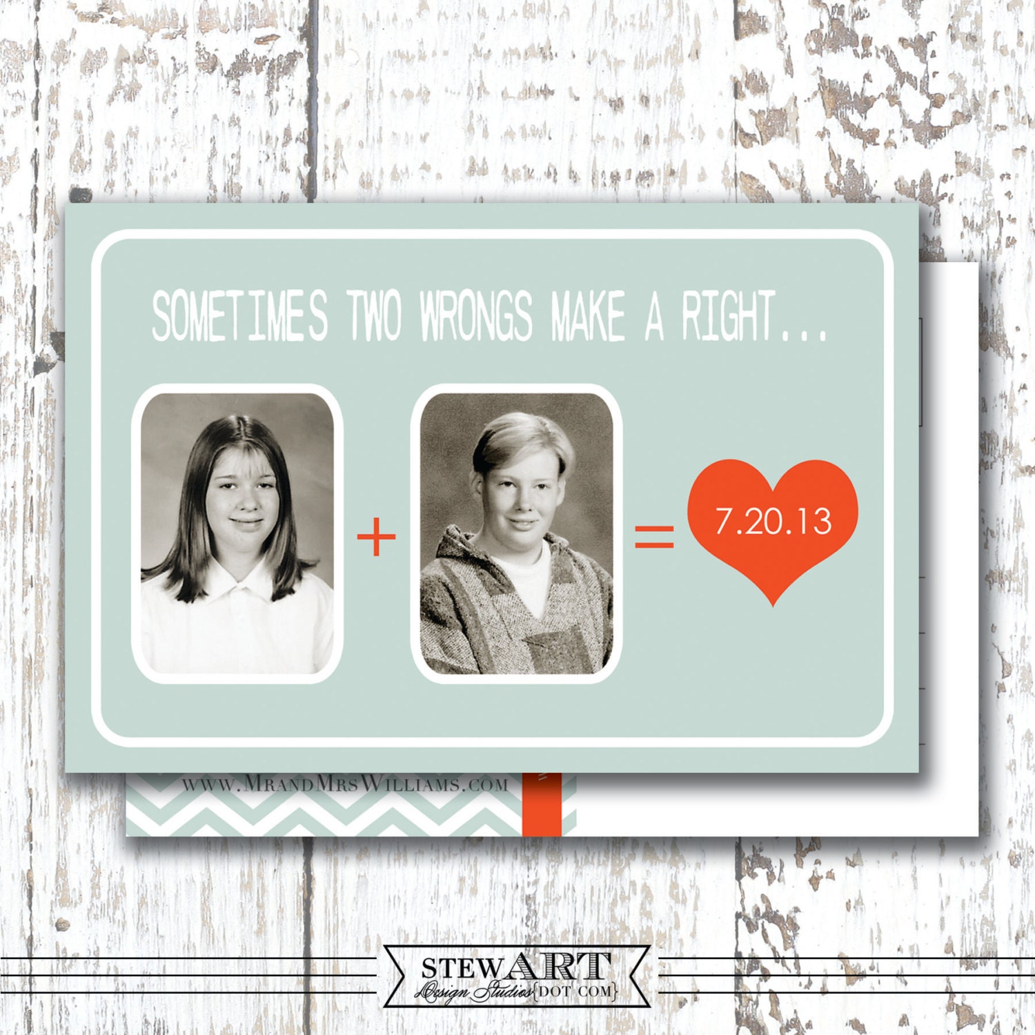 Personalized Photo SAVE THE DATE Printable Postcard Digital Design - Old School Love