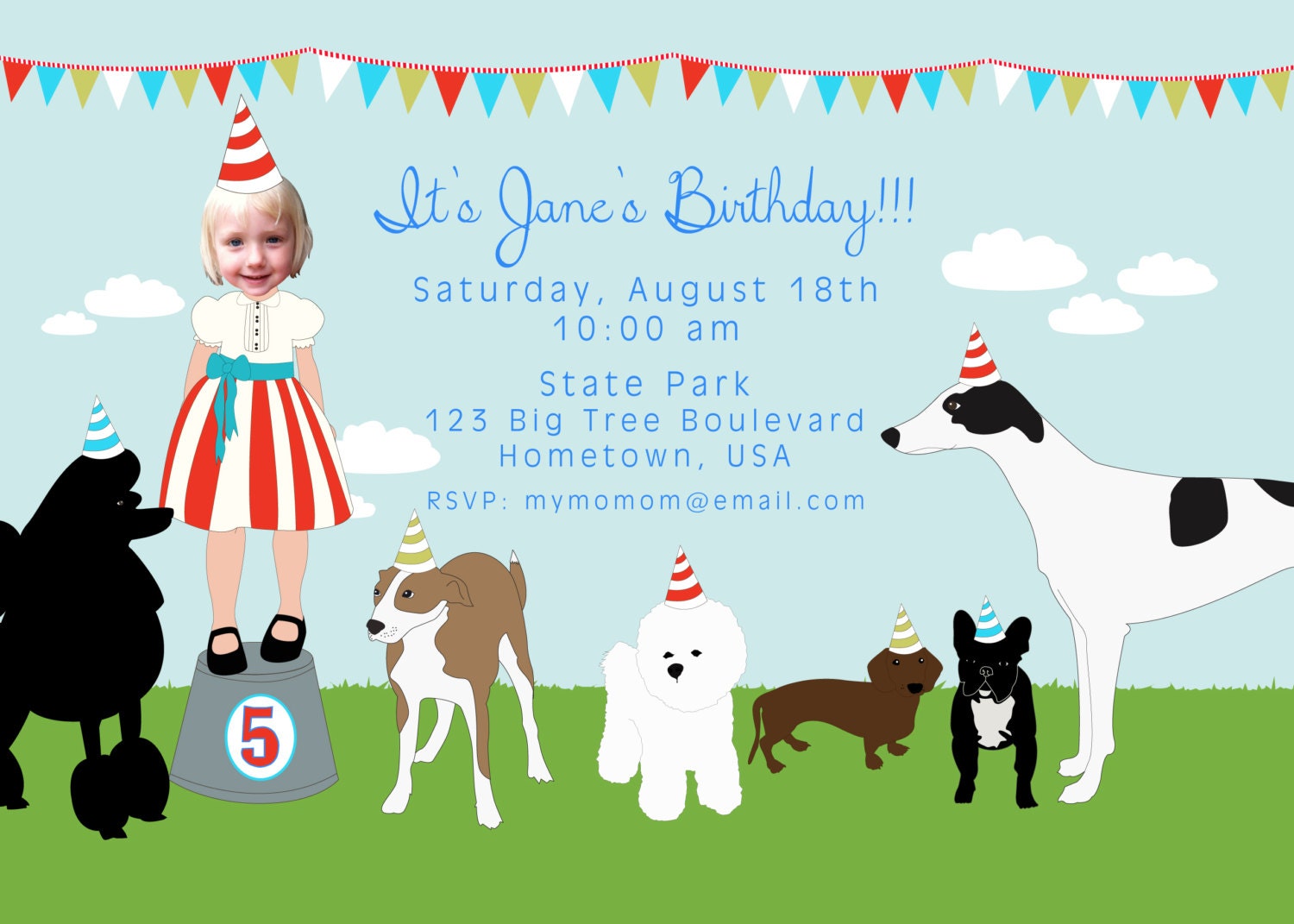 Dog Invitation -  Printable and Personalized for a Girl