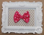 Fabric Bow--  Dark Pink Polka Dot -- Clip or Headband