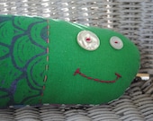 green linen hand printed fish