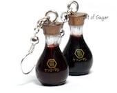Soy Sauce Bottle Earrings - Shoyu Japanese Food Kawaii Cute Miniature Food Jewelry